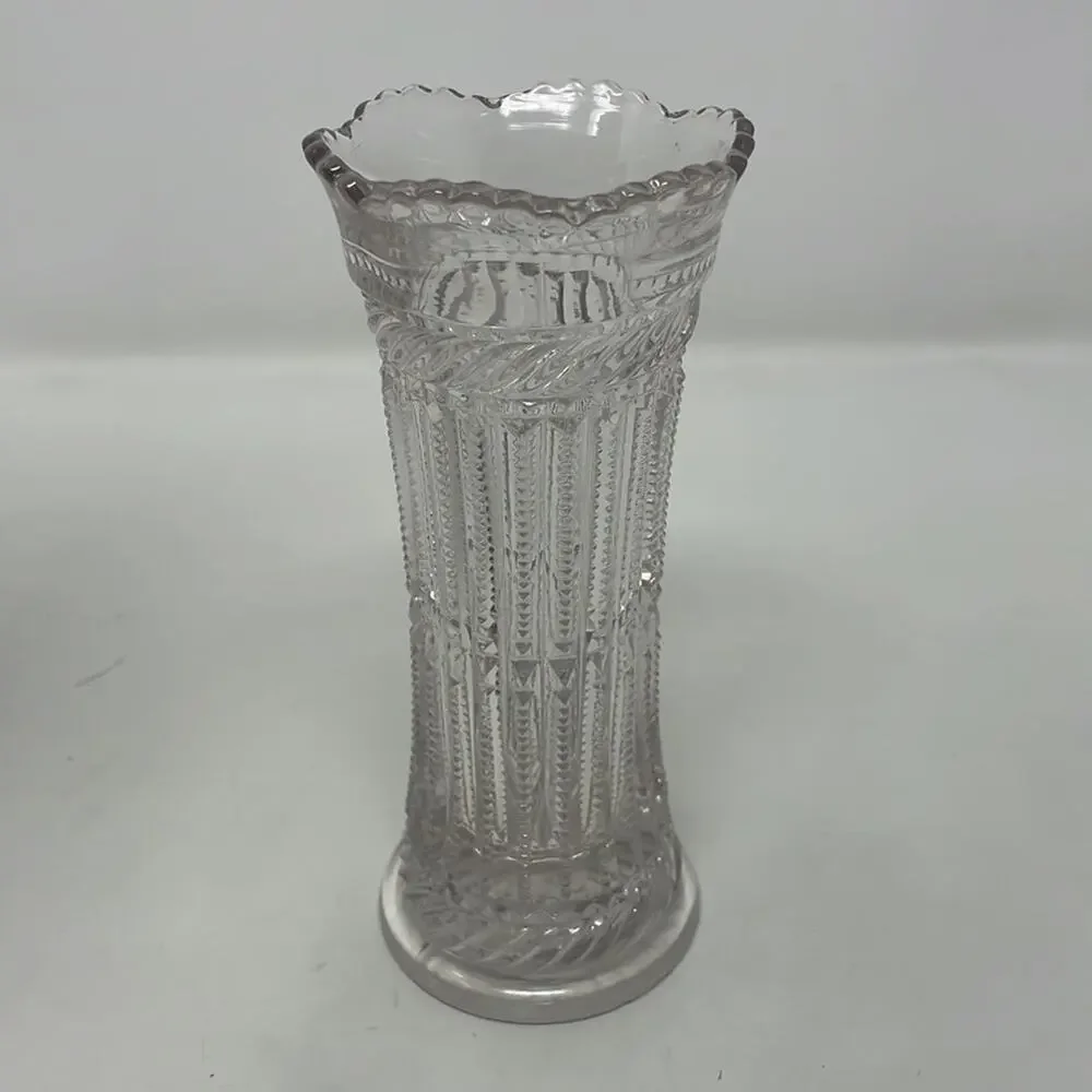 Vintage Early American Pressed Glass Strigil vase Tarentum Glass Co - Picture 2 of 10